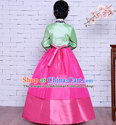 Korea Girl Princess Embroidered Green Blouse and Rosy Dress Korean Children Court Garment Costumes Asian Traditional Hanbok Clothing
