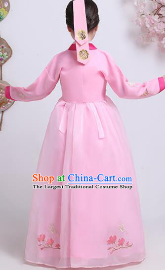 Korean Traditional Girl Hanbok Clothing Court Princess Garment Costumes Asian Korea Children Embroidered Pink Blouse and Dress