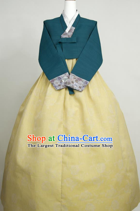 Korea Classical Hanbok Atrovirens Blouse and Yellow Dress Traditional Wedding Celebration Clothing Korean Bride Mother Fashion Costumes
