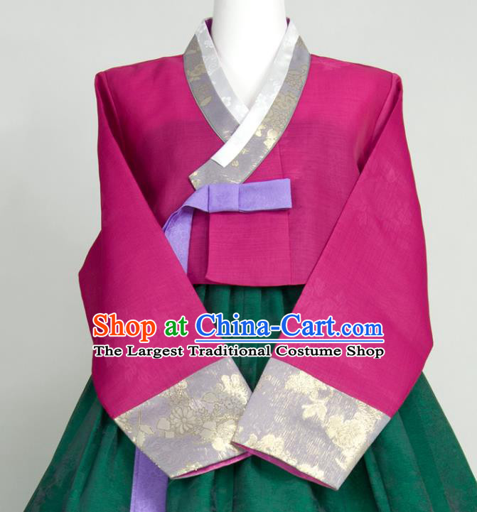 Korean Traditional Wedding Mother Clothing Celebration Fashion Costumes Korea Classical Hanbok Purple and Atrovirens Dress