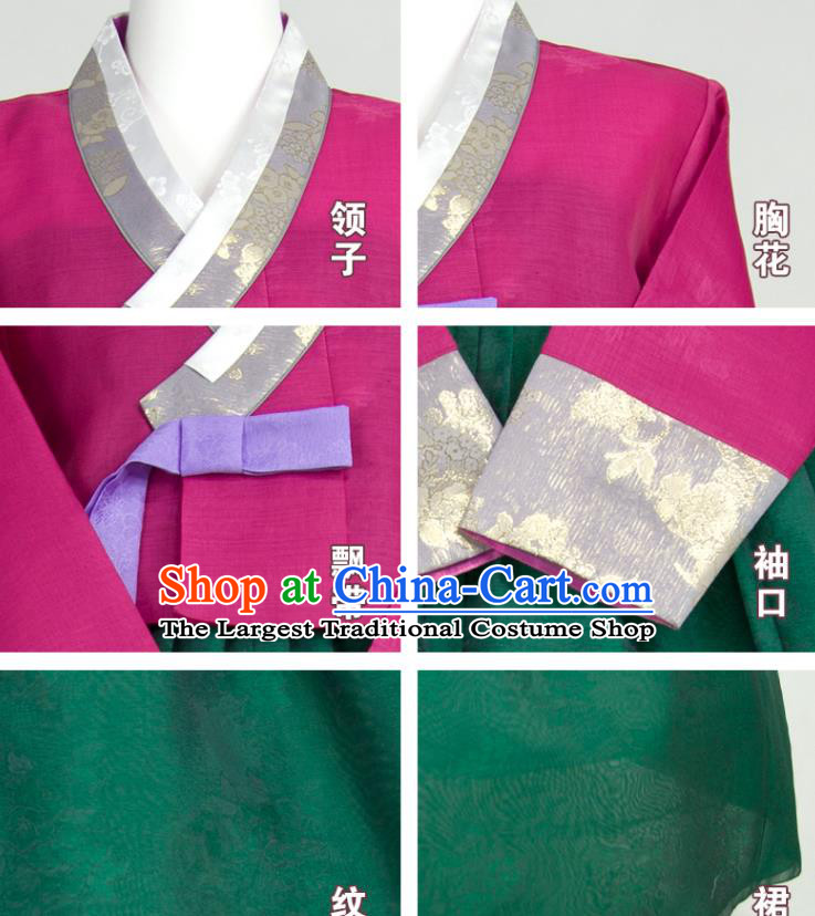 Korean Traditional Wedding Mother Clothing Celebration Fashion Costumes Korea Classical Hanbok Purple and Atrovirens Dress