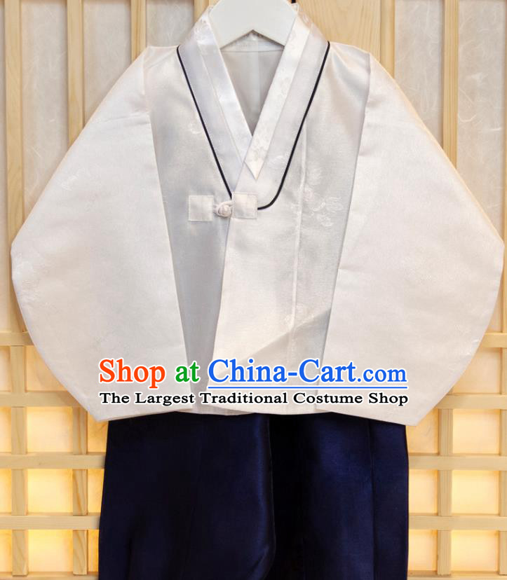 Korea Children Red Vest White Shirt and Navy Pants Traditional Garment Costumes Korean Boys Prince Birthday Fashion Hanbok Clothing