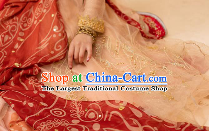 Traditional China Tang Dynasty Palace Lady Historical Garment Costumes Ancient Court Dance Hanfu Dress Clothing