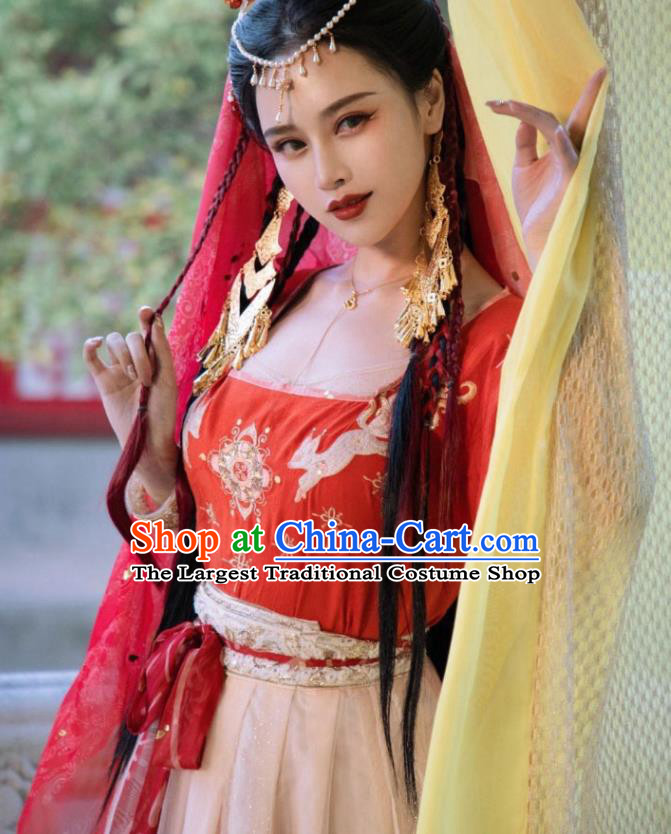 Traditional China Tang Dynasty Palace Lady Historical Garment Costumes Ancient Court Dance Hanfu Dress Clothing
