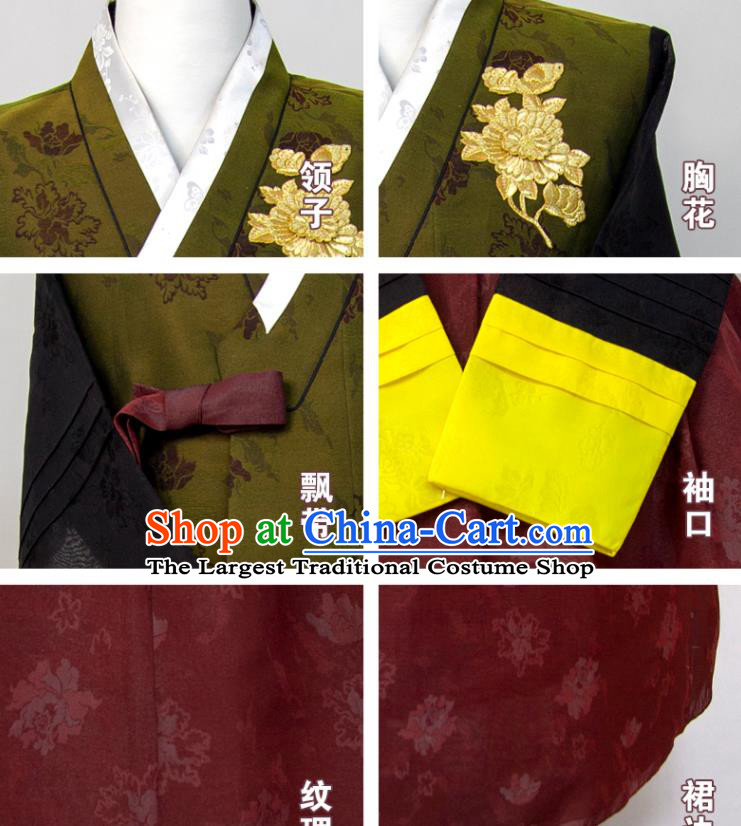 Korean Woman Fashion Green Blouse and Wine Red Dress Wedding Bride Costumes Traditional Festival Clothing Court Ceremony Hanbok