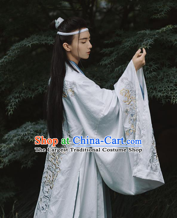 China Ancient Scholar Embroidered Hanfu Clothing Song Dynasty Noble Childe Historical Garment Costumes Complete Set