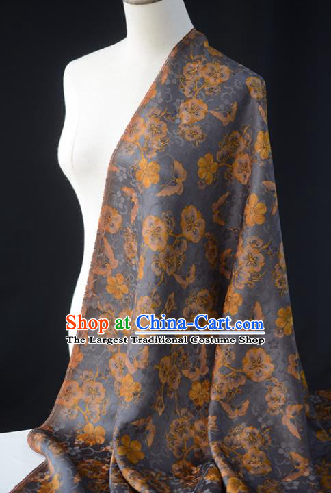 Chinese High Quality Cheongsam Cloth Classical Plum Pattern DIY Fabric Silk Fabric Blue Gambiered Guangdong Gauze