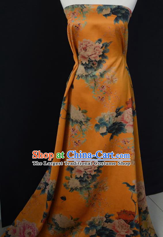 High Quality Chinese Qipao Cheongsam Fabric DIY Fabric Silk Fabric Yellow Gambiered Guangdong Gauze