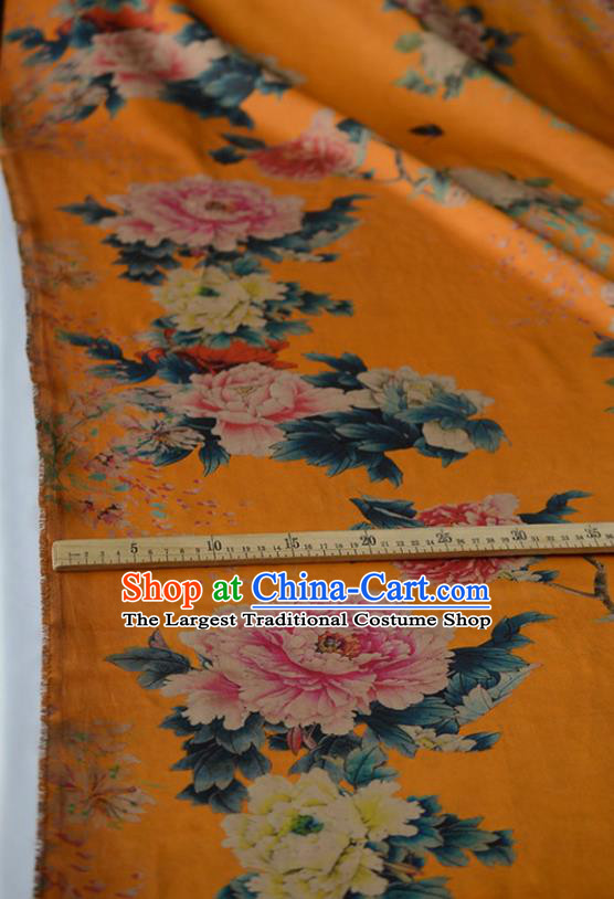 High Quality Chinese Qipao Cheongsam Fabric DIY Fabric Silk Fabric Yellow Gambiered Guangdong Gauze