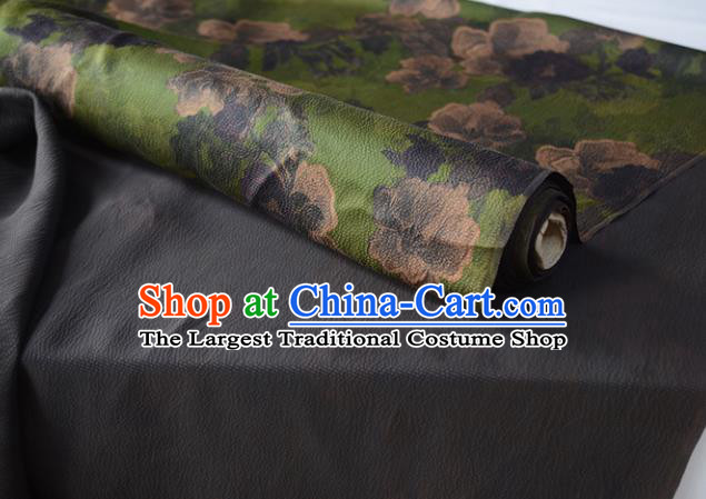 Chinese Green Gambiered Guangdong Gauze High Quality Cheongsam Cloth Classical Gardenia Pattern DIY Satin Fabric Silk Fabric
