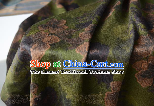 Chinese Green Gambiered Guangdong Gauze High Quality Cheongsam Cloth Classical Gardenia Pattern DIY Satin Fabric Silk Fabric