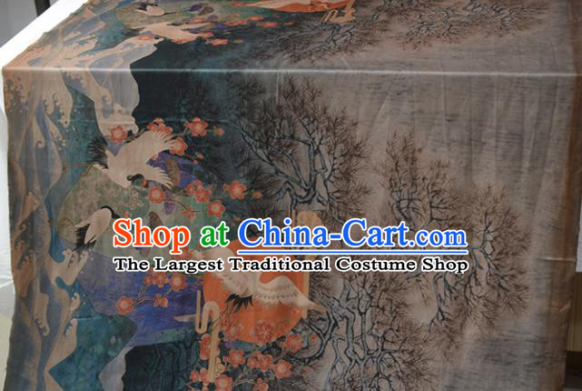 Chinese Silk Fabric Gambiered Guangdong Gauze High Quality Cheongsam Cloth Classical Crane Pattern DIY Satin Fabric