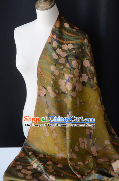 Chinese Ginger Gambiered Guangdong Gauze High Quality Cheongsam Cloth Classical Plum Pattern DIY Satin Fabric Silk Fabric