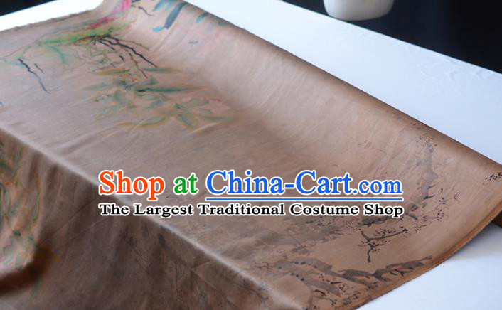 Chinese Khaki Gambiered Guangdong Gauze High Quality Cheongsam Cloth Classical Pattern DIY Satin Fabric Silk Fabric