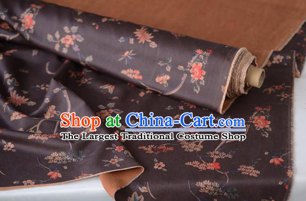 Chinese Brown Gambiered Guangdong Gauze High Quality Cheongsam Cloth Classical Peony Pattern DIY Satin Fabric Silk Fabric