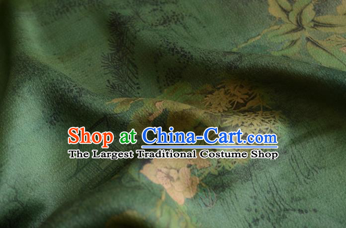 Chinese High Quality Cheongsam Cloth Classical Pear Blossom Pattern DIY Fabric Silk Fabric Green Gambiered Guangdong Gauze