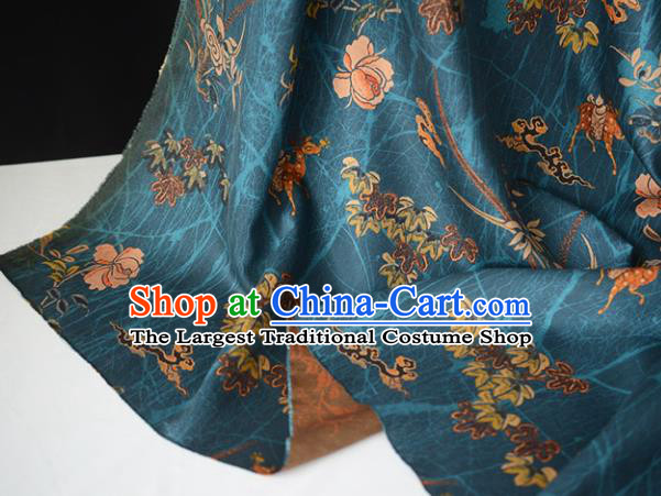 Chinese Silk Fabric Blue Gambiered Guangdong Gauze High Quality Cheongsam Cloth Classical Maple Bamboo Pattern DIY Satin Fabric