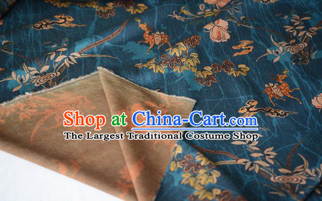 Chinese Silk Fabric Blue Gambiered Guangdong Gauze High Quality Cheongsam Cloth Classical Maple Bamboo Pattern DIY Satin Fabric
