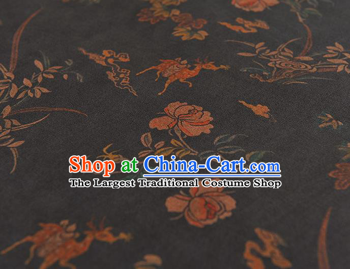 Chinese Cheongsam Cloth Traditional Pattern DIY Satin Fabric Silk Fabric Grey Gambiered Guangdong Gauze