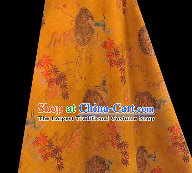 Chinese Yellow Gambiered Guangdong Gauze Cheongsam Cloth Traditional Dragon Pattern DIY Satin Fabric Silk Fabric