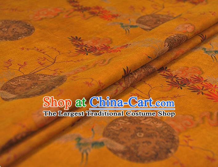 Chinese Yellow Gambiered Guangdong Gauze Cheongsam Cloth Traditional Dragon Pattern DIY Satin Fabric Silk Fabric