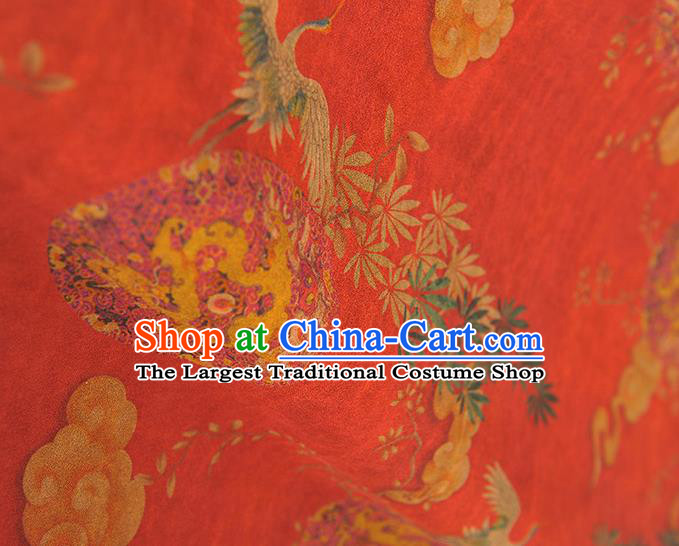 Chinese Silk Fabric Red Gambiered Guangdong Gauze Cheongsam Cloth Traditional Dragon Pattern DIY Satin Fabric