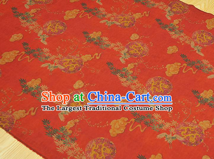 Chinese Silk Fabric Red Gambiered Guangdong Gauze Cheongsam Cloth Traditional Dragon Pattern DIY Satin Fabric