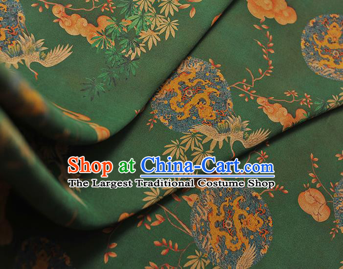 Chinese Traditional Dragon Pattern DIY Satin Fabric Silk Fabric Green Gambiered Guangdong Gauze Cheongsam Cloth