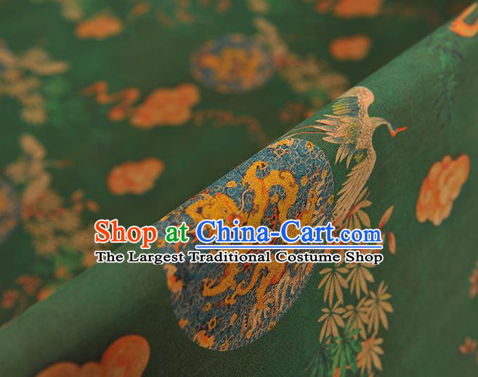 Chinese Traditional Dragon Pattern DIY Satin Fabric Silk Fabric Green Gambiered Guangdong Gauze Cheongsam Cloth
