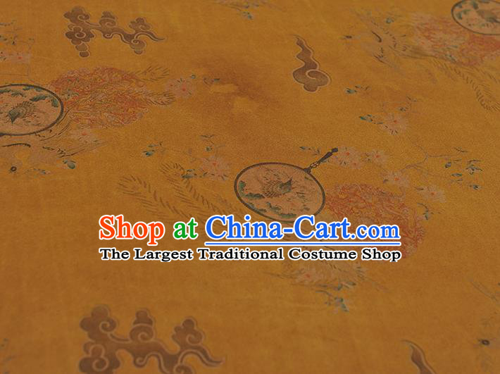 Chinese Cheongsam Cloth Traditional Palace Fan Pattern DIY Satin Fabric Silk Fabric Ginger Gambiered Guangdong Gauze