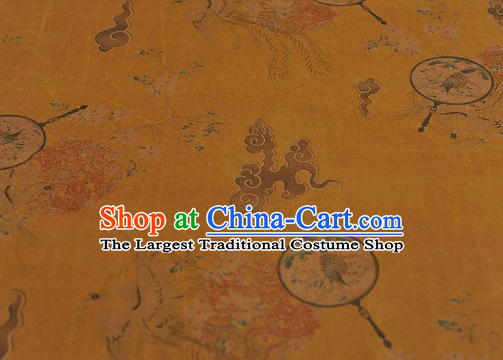 Chinese Cheongsam Cloth Traditional Palace Fan Pattern DIY Satin Fabric Silk Fabric Ginger Gambiered Guangdong Gauze