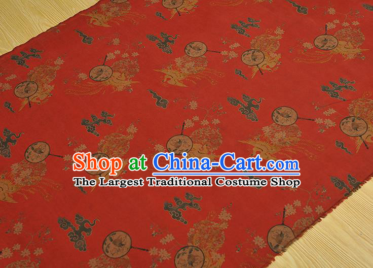 Chinese Red Gambiered Guangdong Gauze Cheongsam Cloth Traditional Palace Fan Pattern DIY Satin Fabric Silk Fabric