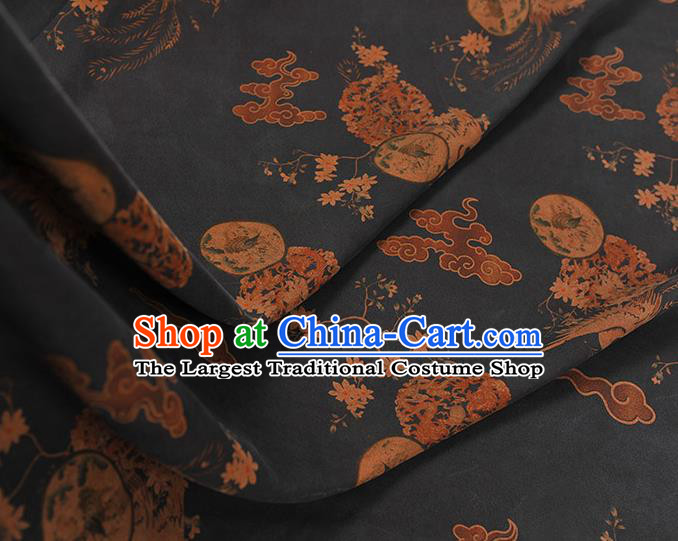 Chinese Traditional Palace Fan Pattern DIY Satin Fabric Silk Fabric Navy Gambiered Guangdong Gauze Cheongsam Cloth