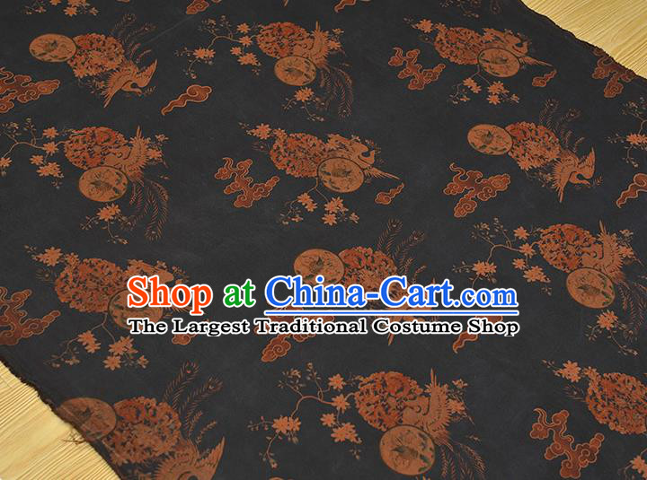 Chinese Traditional Palace Fan Pattern DIY Satin Fabric Silk Fabric Navy Gambiered Guangdong Gauze Cheongsam Cloth