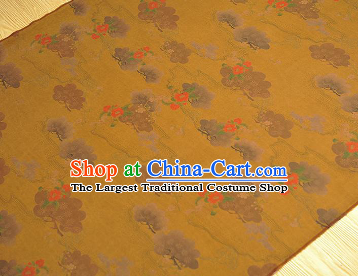 Chinese Cheongsam Cloth Traditional Flowers Pattern DIY Fabric Silk Fabric Yellow Gambiered Guangdong Gauze