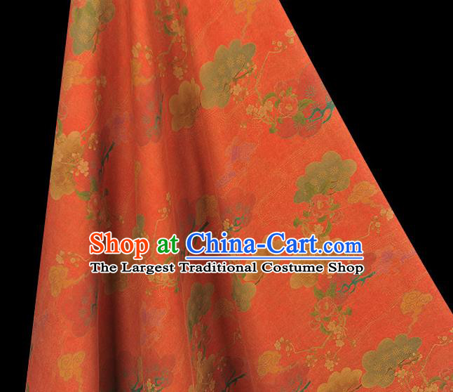 Chinese Red Gambiered Guangdong Gauze Cheongsam Cloth Traditional Flowers Pattern DIY Fabric Silk Fabric