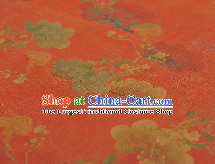 Chinese Red Gambiered Guangdong Gauze Cheongsam Cloth Traditional Flowers Pattern DIY Fabric Silk Fabric