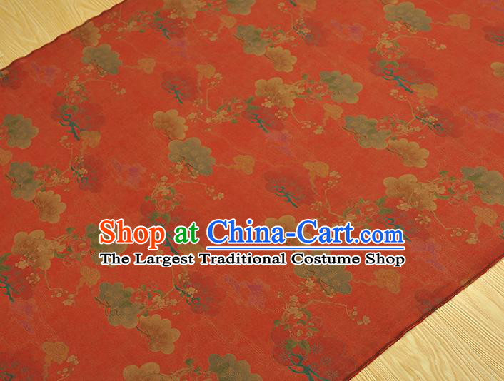 Chinese Red Gambiered Guangdong Gauze Cheongsam Cloth Traditional Flowers Pattern DIY Fabric Silk Fabric