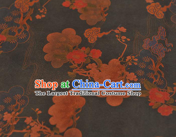 Chinese Traditional Flowers Pattern DIY Fabric Silk Fabric Black Gambiered Guangdong Gauze Cheongsam Cloth