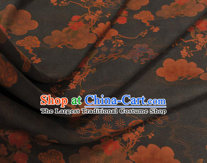 Chinese Traditional Flowers Pattern DIY Fabric Silk Fabric Black Gambiered Guangdong Gauze Cheongsam Cloth