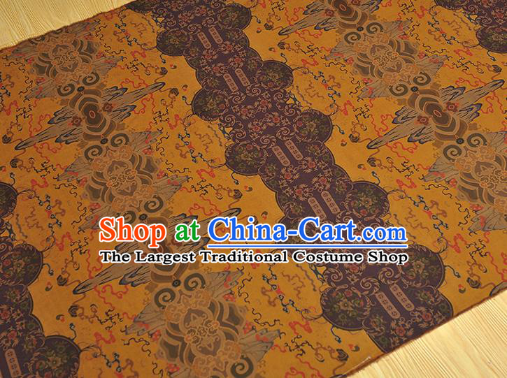 Chinese Traditional Mountain Pattern DIY Fabric Purple Gambiered Guangdong Gauze Cheongsam Silk Cloth
