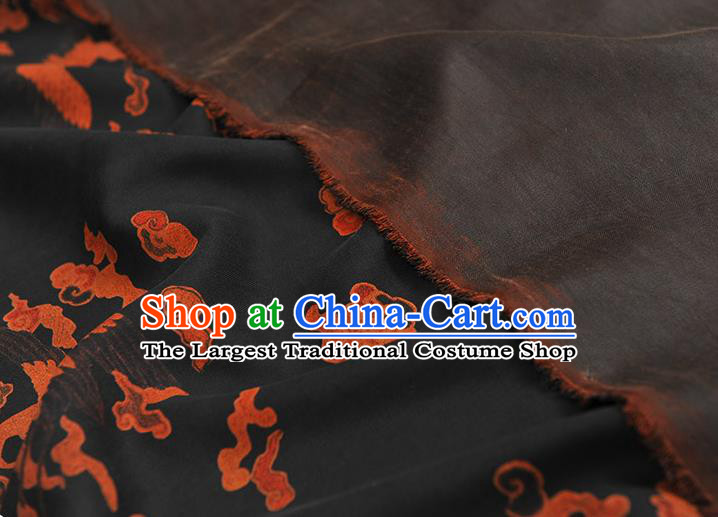 Chinese Traditional Cloud Cranes Pattern DIY Dress Fabric Cheongsam Silk Cloth Black Gambiered Guangdong Gauze