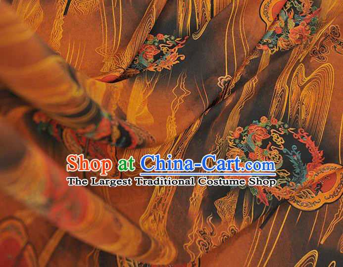 Chinese Traditional Palace Fan Pattern Dress Fabric DIY Cheongsam Silk Cloth Brown Gambiered Guangdong Gauze