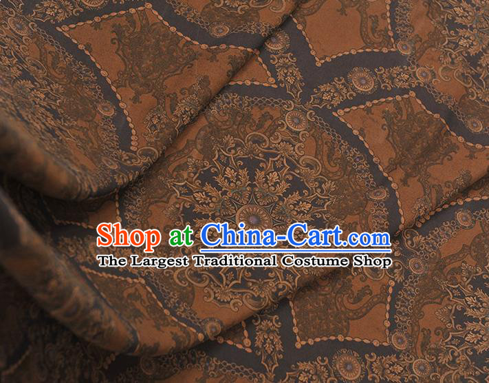 Chinese Tang Suit Brown Gambiered Guangdong Gauze Traditional Pattern Dress Fabric Cheongsam Silk Cloth