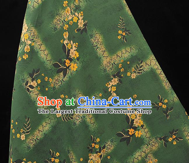 Chinese Cheongsam Silk Cloth Tang Suit Green Gambiered Guangdong Gauze Traditional Flowers Pattern Dress Fabric