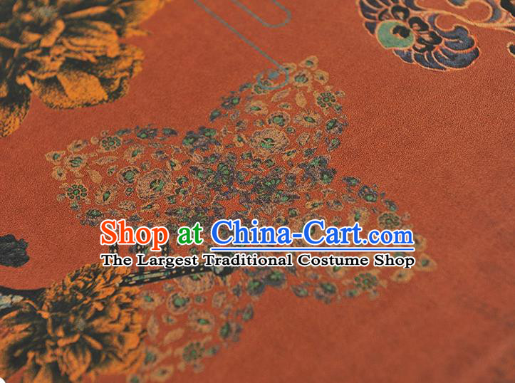 Chinese Traditional Pipa Lute Pattern Dress Fabric Cheongsam Silk Cloth Dark Red Gambiered Guangdong Gauze