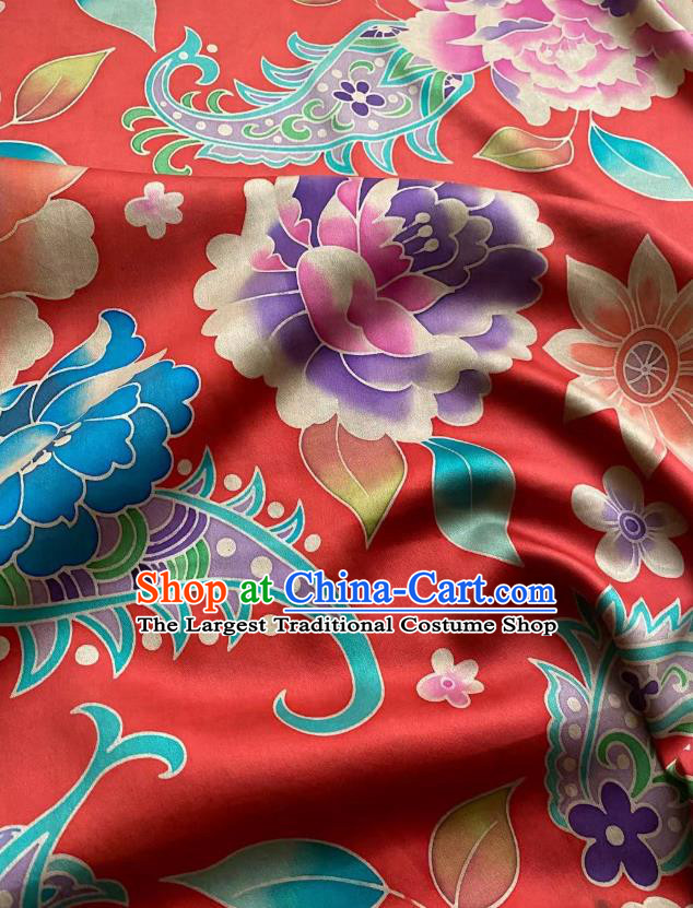 Chinese Silk Fabric Classical Pattern Brocade Red Satin Cloth Traditional Cheongsam Jacquard Drapery