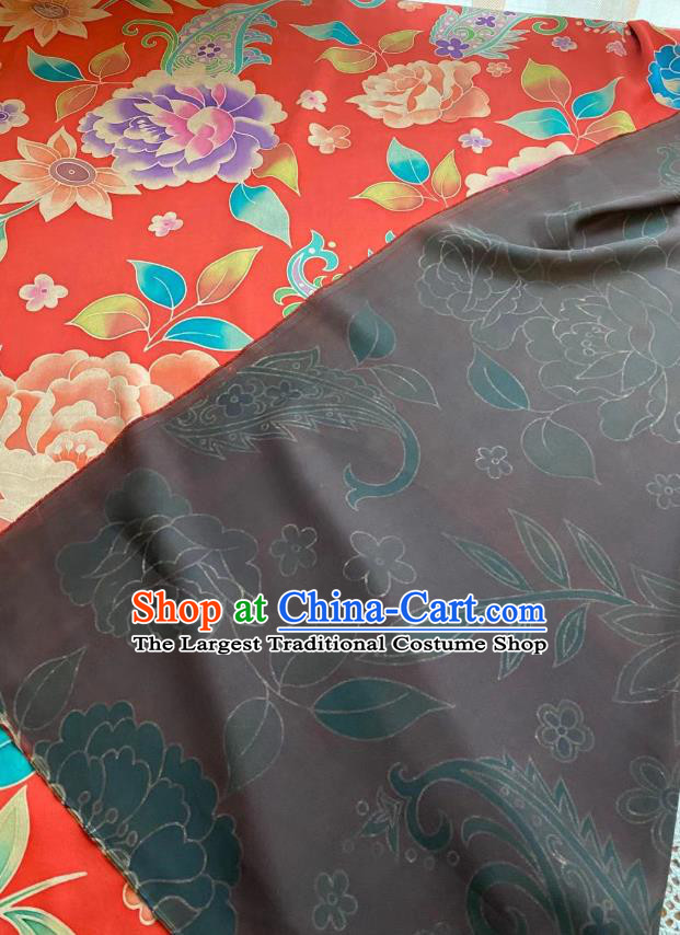 Chinese Silk Fabric Classical Pattern Brocade Red Satin Cloth Traditional Cheongsam Jacquard Drapery