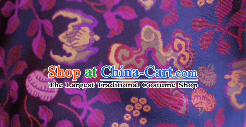 Chinese Classical Bats Pattern Song Brocade Purple Tapestry Cloth Traditional Cheongsam Jacquard Drapery Silk Fabric
