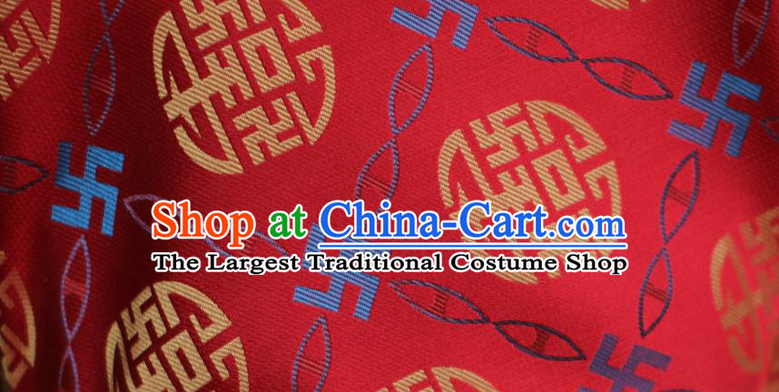 Chinese Silk Fabric Classical Lucky Pattern Song Brocade Red Tapestry Cloth Traditional Cheongsam Jacquard Drapery